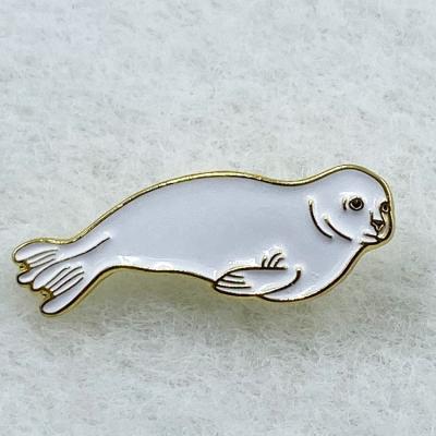 China Custom Cute Soft Enamel Pin Animals Cute Soft Pin Shape Sea Lion Shape Europe Metal Lapel Pin Badge for sale