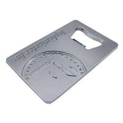 China Zinc Alloy Etched Europe Bottle Opener Logo Credit Card Beer Bottle Opener for sale