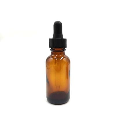 China Wholesale Boston Amber Glass Bottles 1oz Essential Oil Dark Shading Bottle Round Dropper Cosmetic Bottle for sale