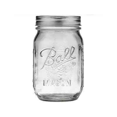 China Food/Drink In Stock 500ml Square Round Mason Jar Transparent Storage Tank With Letters Wide Mouth Glass Jar for sale