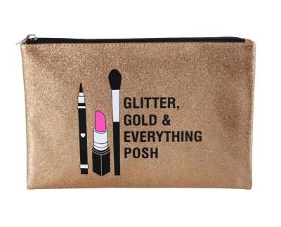 China Fashoion Fashion Glitter Travel Makeup Storage Pouch With Metal Zipper PU Cosmetic Pouch For Lady Makeup Bag for sale