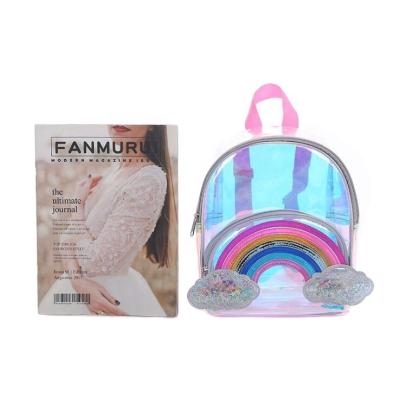 China Promotional high quality new fashion rainbow cloud kids bag backpack laser holographic school bags backpack for kids girl bags for sale