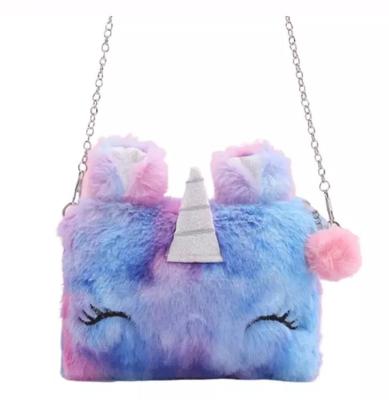 China Winter Hot Season High Quality Sale Cute Unicorn Bag Colorful Plush Shoulder Bag Coin Purse For Girls for sale