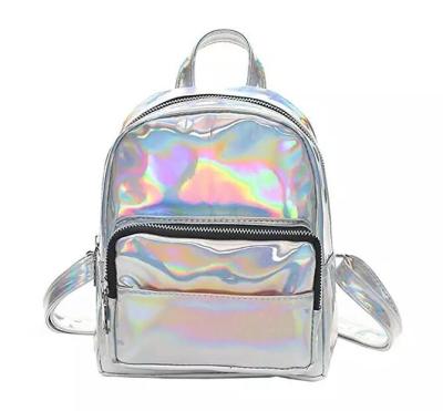 China Waterproof Custom Girls School Bag Fashion Women Holographic Backpack PU Leather New Beautiful Laser Waterproof Travel Satchel for sale