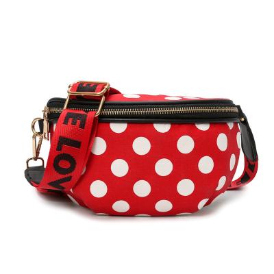 China Fashion Fashion Vogue Design Dot Waist Bags For Women PU Leather Canvas Chic Chest Bag Cross - Body Belt Handbag for sale