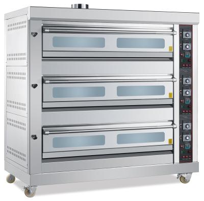 China High Efficinency 3 Deck 9 Trays Gas Deck Oven Baking Machine Bakery Equipment for sale