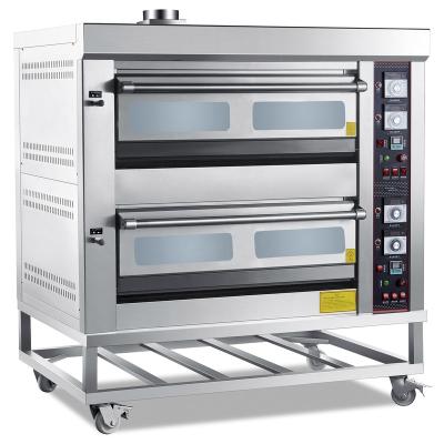 China Factory Supply Professional Double Deck 6 Trays Industrial Commercial Bread Making Machines LGP Gas Deck Oven in Baking Equipment (LHJ-206Q) for sale