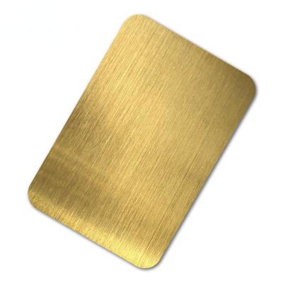 China Wall decoration pvd ss sheet gold plated stainless steel hairline plate 304 stainless for sale