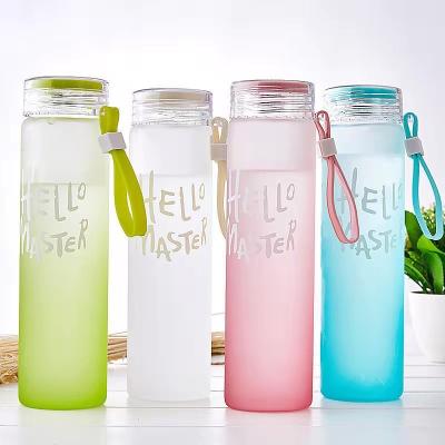 China 2021 Hot Sale Custom Logo Glass Water Bottle Frosted Glass Water Bottle Viable for sale