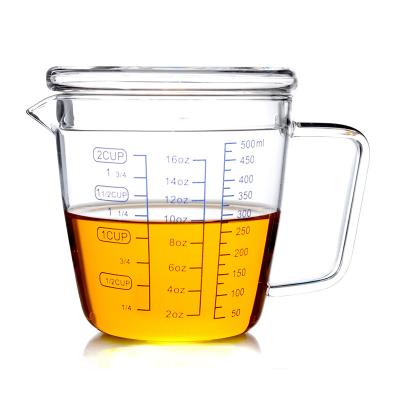 China Viable 250/500ml Milk Microwave Cooking Tools Safe Heat Resistant Creamer Kitchen Glass Measuring Cup for sale