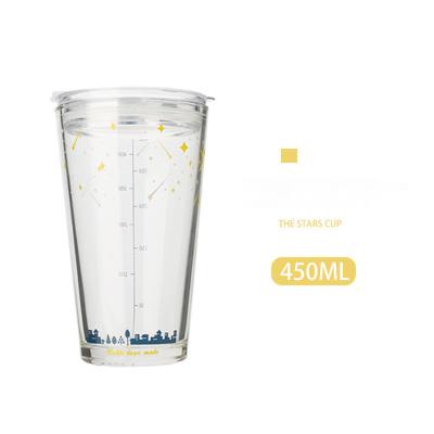 China Eco-Friendly Graffiti Ins House Milk Student Scale Breakfast Juice Coffee Drink Straw Glass Water Mug for sale