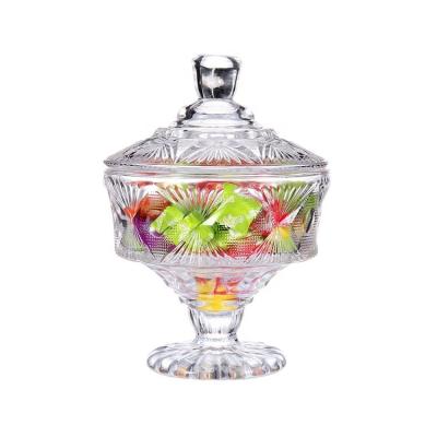 China Manufacture Promotion Crystal Sugar Bowl Storage Container Glass Heatable Transparent Or Customized Candy Jar Directly With Glass Lid for sale