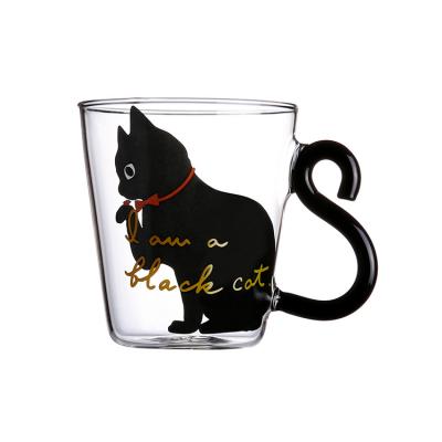 China 300ml Capacity Food Inspection Standards Cat Water Glass Viable Stocked Custom Cup for sale