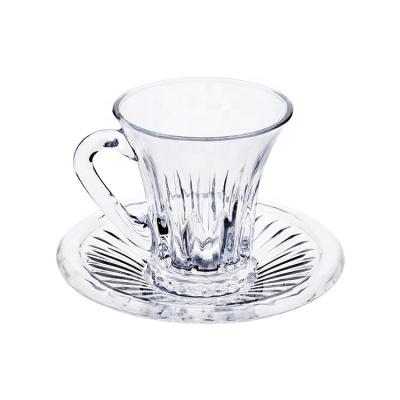 China YIWU Wholesale Disposable Borosilicate Coffee Cup High Quality Glass Tea Cup And Saucer Set With Handle for sale