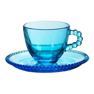 China Contemporary Workmanship Customized 80ml Glass Cup and Saucer Set European Utensils Tea Cup Coffee Mug for sale