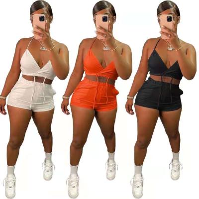 China Wholesale New Design Solid Color Fashion Women's QUICK DRY Summer Clothes 2021 Short Sleeveless Two Piece Sets for sale