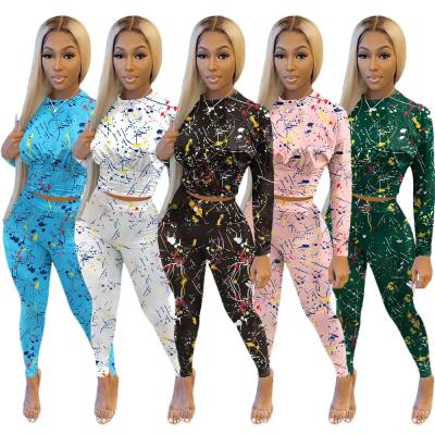 China Anti-pilling products dropshipping 2021 cover printing new design women sets two-piece active wear sets for women fall set for sale