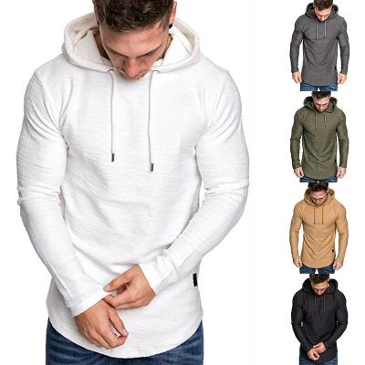 China 2021 Autumn Breathable Men Long Sleeve Gym Tops Solid Color Men Hoodie New Design Stretch Men High Fitness Wear for sale