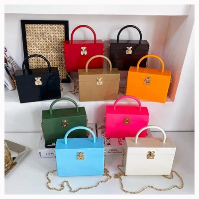 China 2021 Fashion Designer Women Handbags Ladies Candy Color Square Clip 2021 Handbags Shoulder Handbags For Women for sale