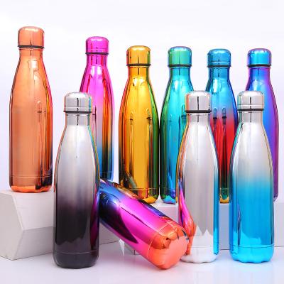 China PORTABLE 304 Stainless Steel Cola Bottle Double Wall Plating Colorful Sports Water Bottle Vacuum Insulation Cold Keeping Cup for sale