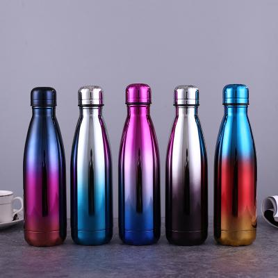 China 18oz Double Wall 304 Stainless Steel Cola Bottle Vacuum PORTABLE Insulated Creative Electroplating Coke Shaped Bottle for sale