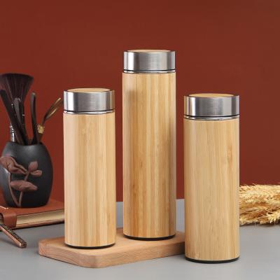 China PORTABLE Factory Wholesale Bamboo Shell Stainless Steel Inner Vacuum Flask Bamboo Water Bottle for sale