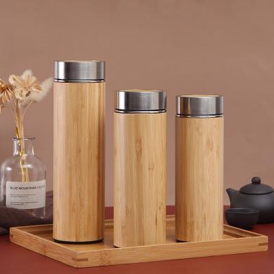 China Hot Selling Creative Customized PORTABLE 304 Stainless Steel Insulation New Natural Bamboo Laser Car Insulation Vacuum Water Bottle for sale