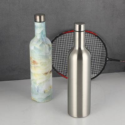 China Minimalist 25oz 750ml Stainless Steel Wine Bottle Double Wall Vacuum Insulated Stemless Red Wine Set Glass With Lid for sale