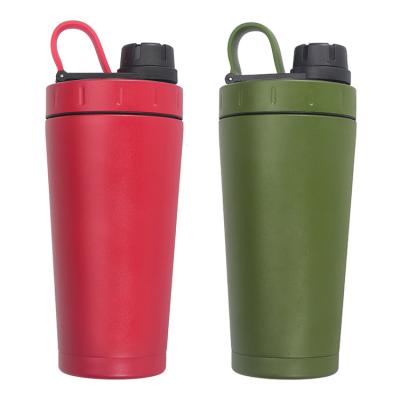 China PORTABLE Double Wall Vacuum Insulated 500ml/17oz To Customize Logo Food Grade Metal Outdoor Sport Protein Powder Shake Mug Bottle Student for sale