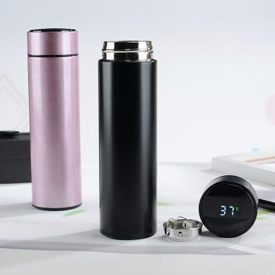 China PORTABLE Intelligent Temperature Display 500ml Insulation Water Bottle Customized Edible Grade 304 Stainless Steel Straight Bottle for sale