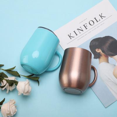 China 12oz Double Coffee Mug Disposable Stainless Steel Wall Insulated Wine Cup 360ml Egg Shaped Tumbler With Handle Cups Color Modern Customized for sale