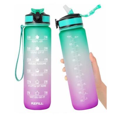 China 1000ml/32oz Water Bottle Recycling Plastic Logo Safety Lock Cover Sports Water Bottle Custom Plastic Leakproof Design Viable Dustproof for sale