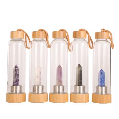 China Factory Wholesale Minimalist Wholesale Hexagonal Logo Prism Crystal Energy Glass Water Bottle Magic Wand Spa Magic Bottle for sale