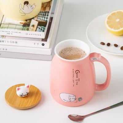 China Cute Wholesale Viable Logo Porcelain Cappuccino Coffee Cup Custom Cat Matte Reusable Tea Milk Ceramic Mug for sale