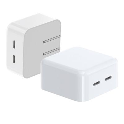 China Mobile Phone USA Plug 35W GaN Dual USB-C Wall Charger Fast Pad For iPhone 13 PD 3.0 USB Socket Charger Foldable Cube For iPhone iPad for sale