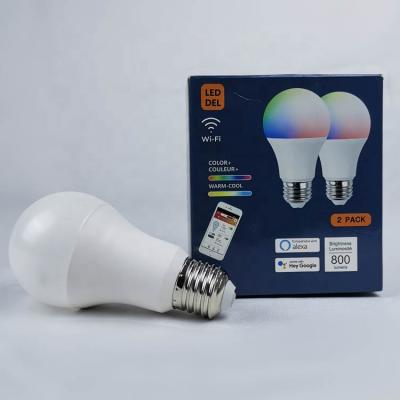 China Residential Warm White 9W E26 Voice Control Music Smart Lamp RGBCW LED Bulb Wireless Wifi Control Light Bulb for sale