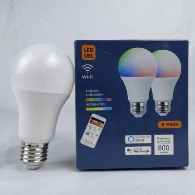 China 9W A19 E27 E26 Smart LED Night Light RGBCW Dimmable Wi-Fi Bulb Residential Indoor Indoor Bulbs for sale