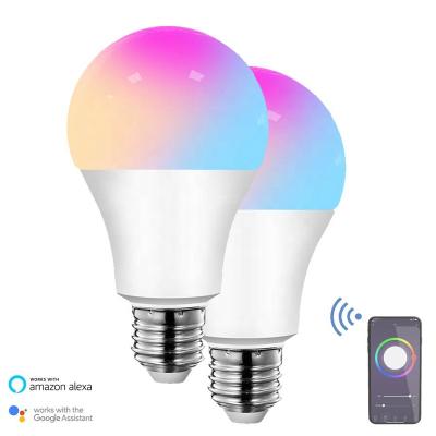 China AC100-220V Wifi Residential Smart Home Lights Smart Lamp 9W E27 RGBCW Smart Phone App Voice Control LED Bulb for sale