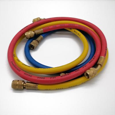 China Hot Selling PMT-F12 Refrigeration Hose 3 Pcs Color High Quality Flexible Freon Refrigerant Hose Freon Rubber And PVC Compressor Filling Hose for sale