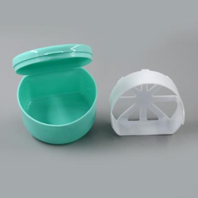 China Plastic Plastic Tooth Box With Denture Net Bath Storage Case Retainer Dental Cleaning Box for sale