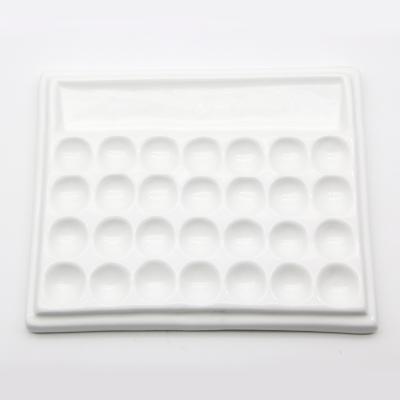 China Porcelain 28 Slots Dental Laboratory Porcelain Dish Mixing Watering Hydration Ceramic Palette for sale