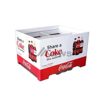 China Customized style for you store / store cardboard wine friendly material custom retail display boxes four grid white paper display stand for coke for sale