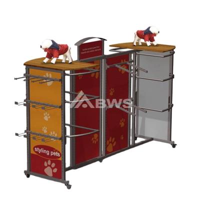 China Customized Style For You Support Custom Design Pet Clothes Hanging Display Stand Dog Clothes Advertising Equipment Metal Display Rack for sale