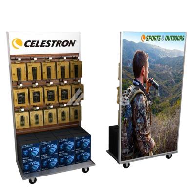 China Customized Style For You Custom Mobile Store Binocularsdisplay Stand Telescope / Sports Product Store Display Stand With Hooks for sale