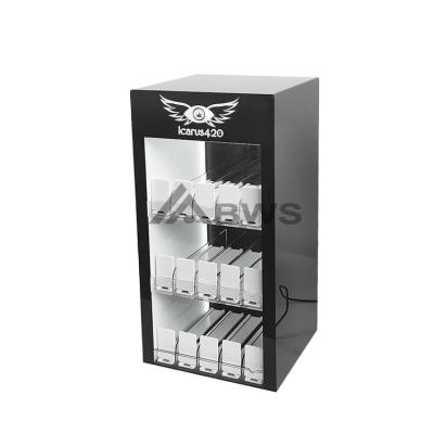 China Customized Style For You Custom Display Rack For Retail Store 3-Tier Cigarettes Show Rack Case With Led Light for sale