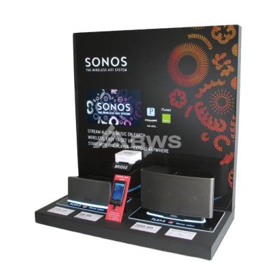 China Customized Style For You Customize Acrylic Audio Speaker Shop Retail Counter Top Display Racks Headphone Display Stands With Led Lighting for sale