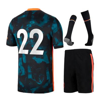 China Quick-drying tops Thailand quality 21 soccer jersey 2021 2021 short shirt socks 2022 football uniforms shirt men + kids kits for sale