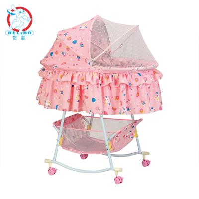 China BLM Comfortable Travel Baby Crib Portable Outdoor Cradle Crib Best Pink and Blue Color Folding Hutch For Kids for sale