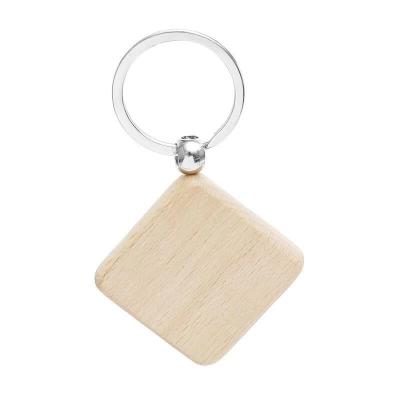 China DIY Simple White Wooden Keychains EDC Wooden Key Chain Personalized Best Gift for sale