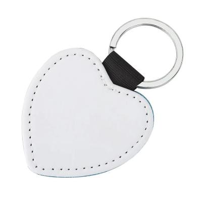 China Gifts Custom Blank Metal Sublimation Key Chain Heart Shaped PU Leather for sale